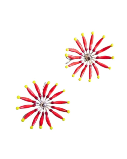 Firewheel Flower Drop Earrings