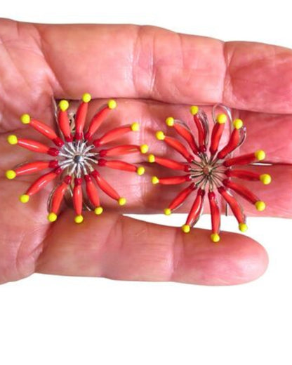Firewheel Flower Drop Earrings