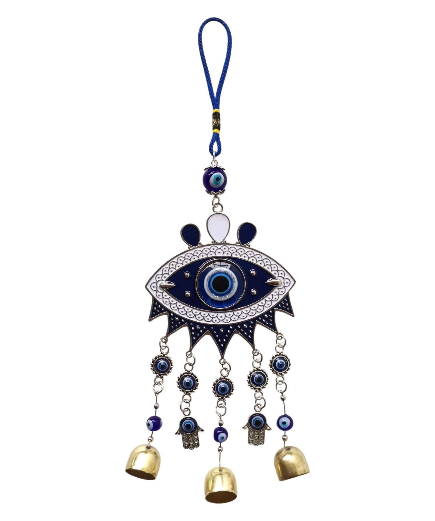 Evil Eye Hanging Ornament with Bells and Hamsa Hand