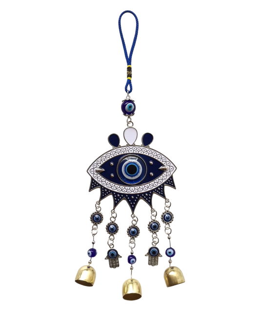 Evil Eye Hanging Ornament with Bells and Hamsa Hand