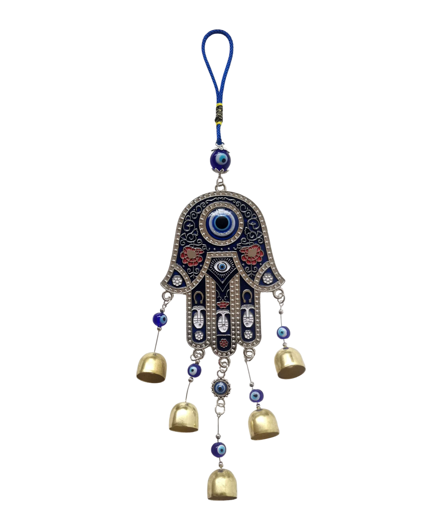 Hamsa Hanging Ornament with Bells and Evil Eye
