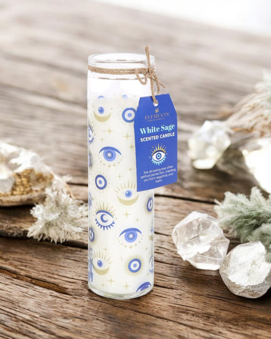 All Seeing Eye White Sage Tube Candle