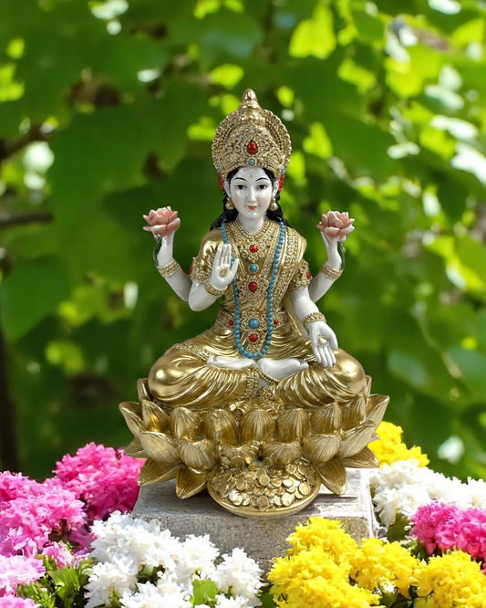 Lakshmi with Lotus Figurine