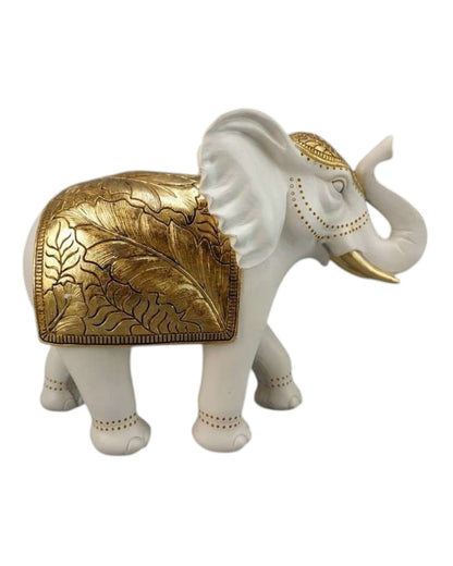 Standing White & Gold Elephant