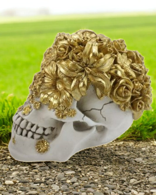 Skull with Gold Flowers