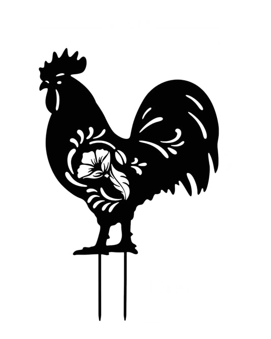 Black Metal Rooster Garden spike