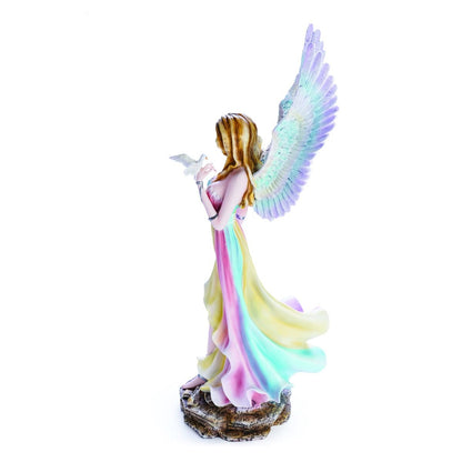 Large Rainbow Angel with Dove Figurine - LAST ONE