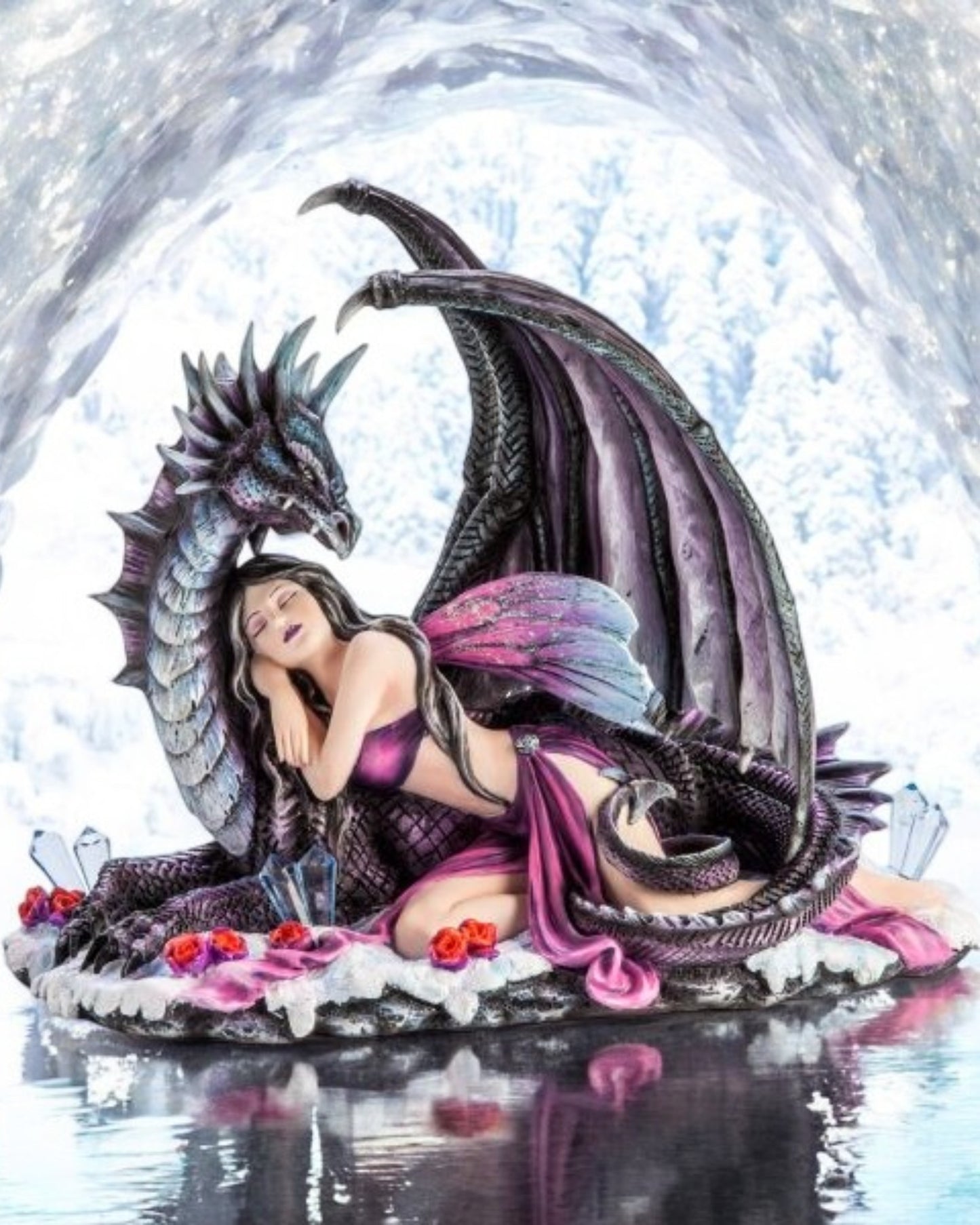 Purple Fairy sleeping on a Dragon
