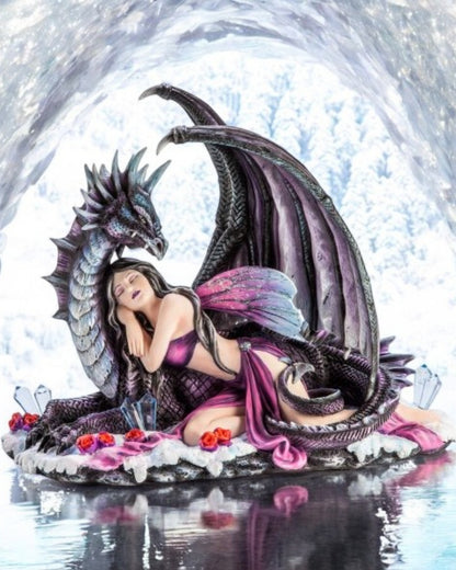 Purple Fairy sleeping on a Dragon