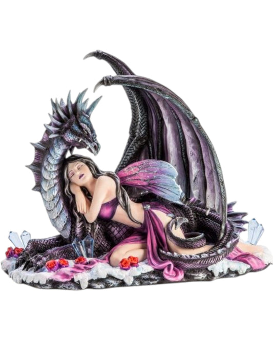 Purple Fairy sleeping on a Dragon