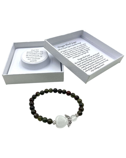 Dragon Blood Jasper Crystal Heart Guardian Angel Bracelet