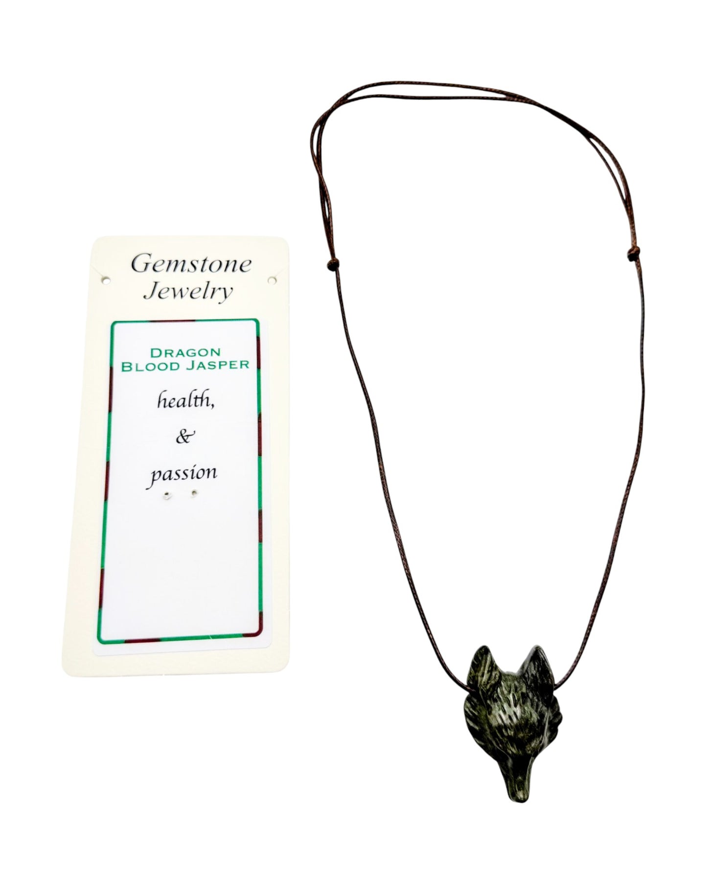Wolf Head Pendant Dragons Blood Jasper