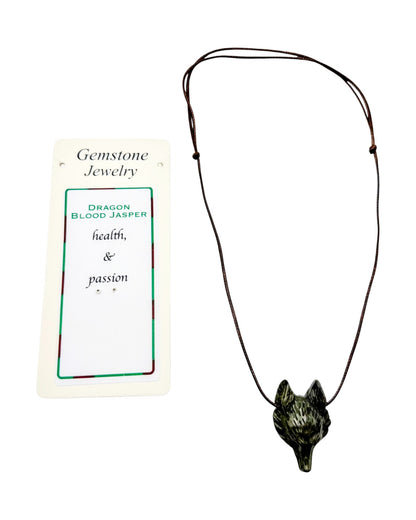 Wolf Head Pendant Dragons Blood Jasper