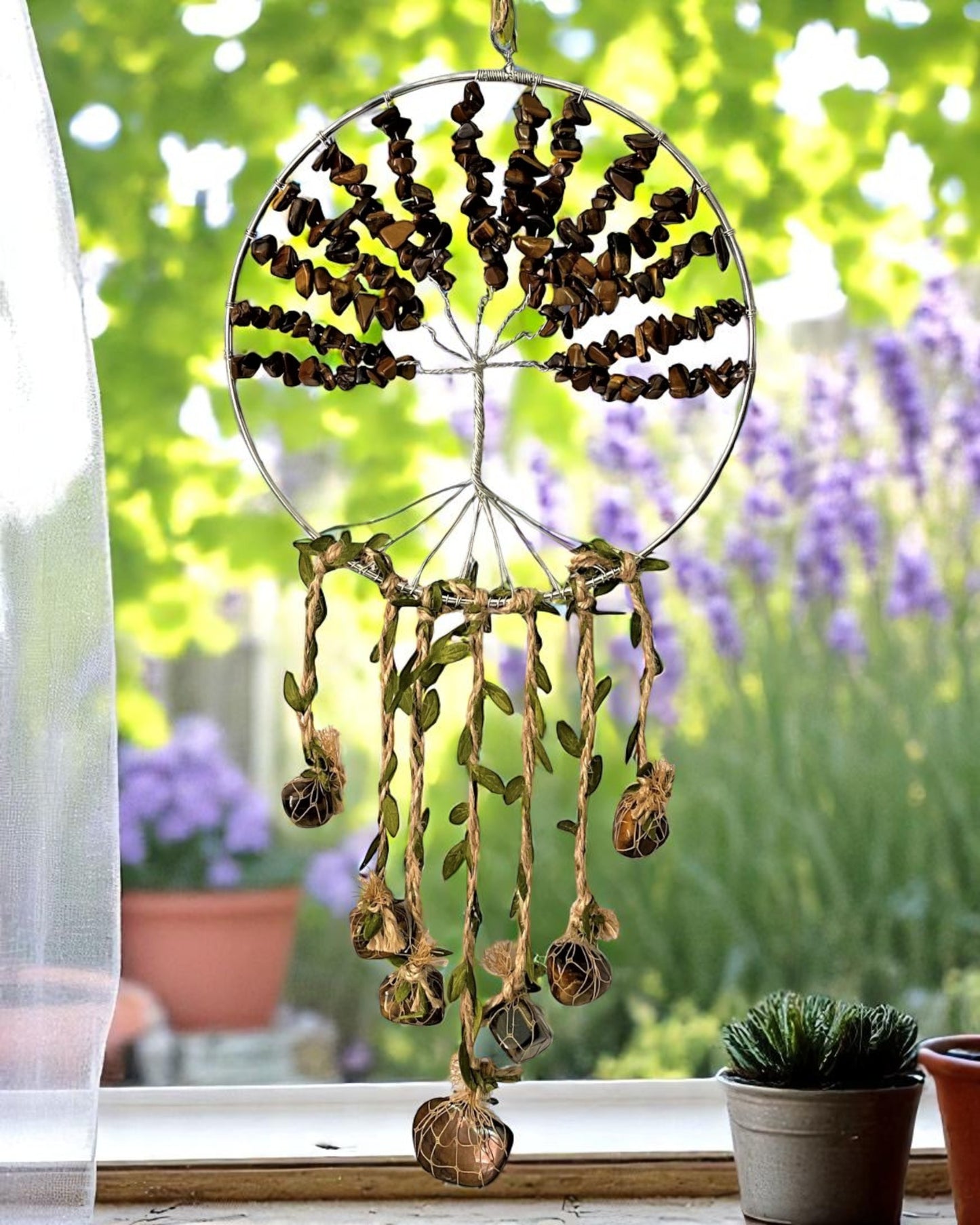 Crystal Tree of Life Dreamcatcher - Tigers Eye
