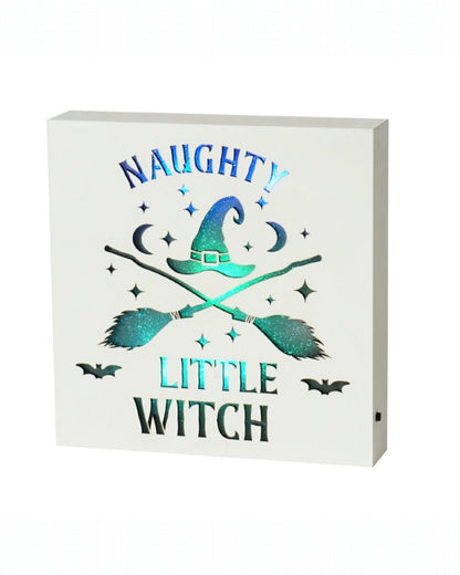 Naughty Witch  Colour Changing LED Plaque NEW!