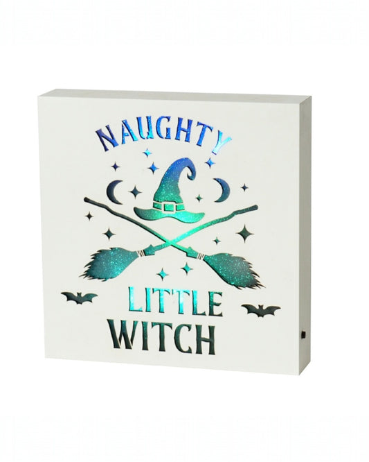 Naughty Witch  Colour Changing LED Plaque NEW!