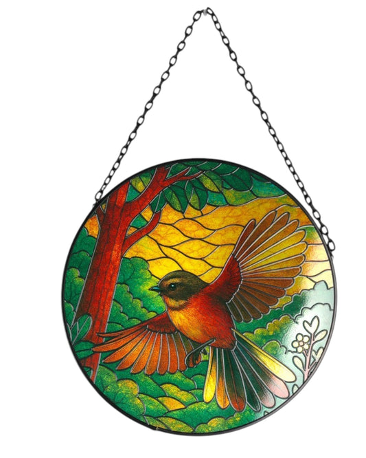 Fantail in Native Forest Suncatcher 25cm - NEW