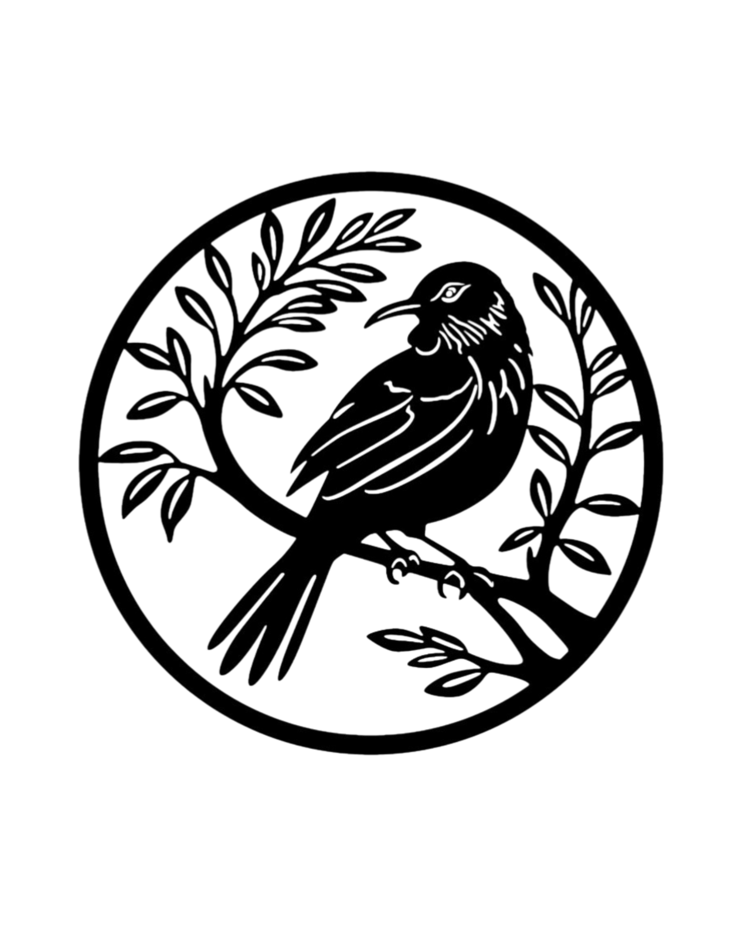 Tui On Branch Wall Art - Round
