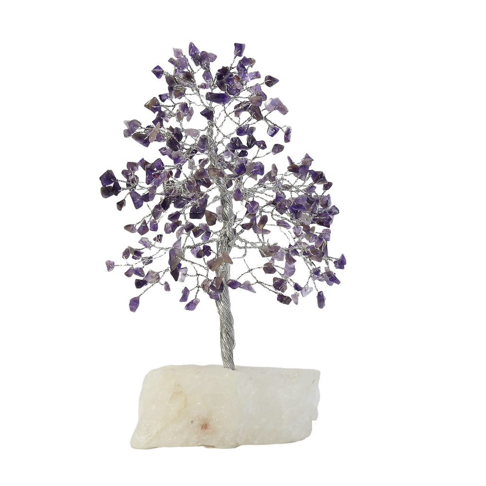 Amethyst Crystal Tree White Jade Base