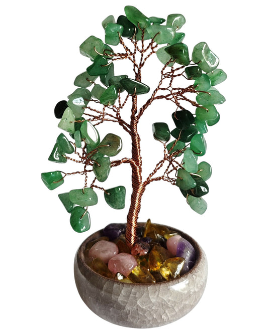 Aventurine Gemstone Tree Ceramic Base