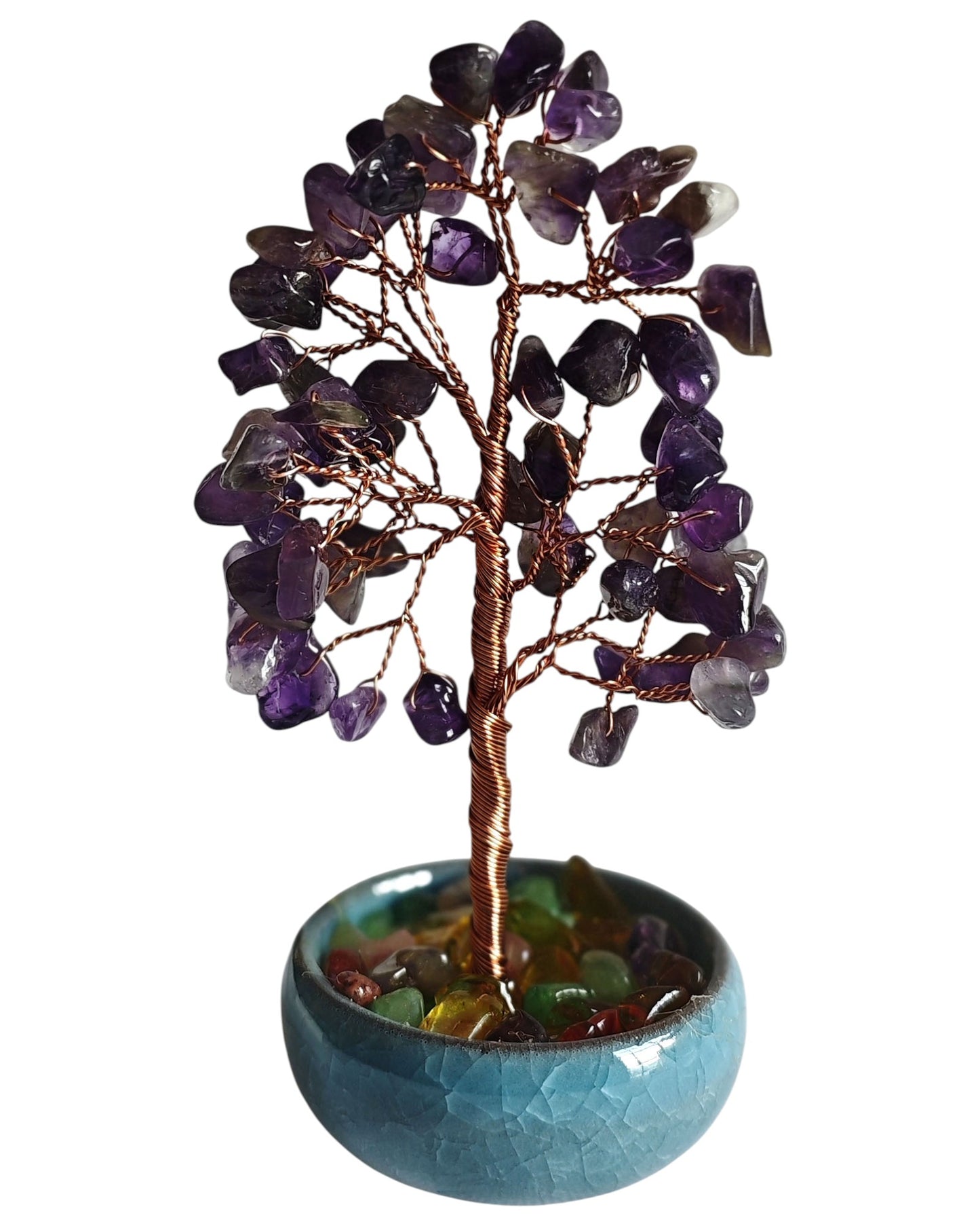 Amethyst Gemstone Tree Ceramic Base