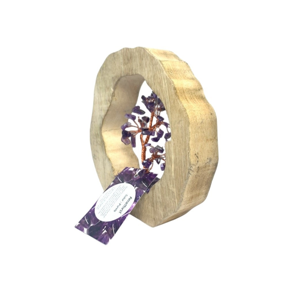 Amethyst Crystal Tree in Wooden Ring NEW!