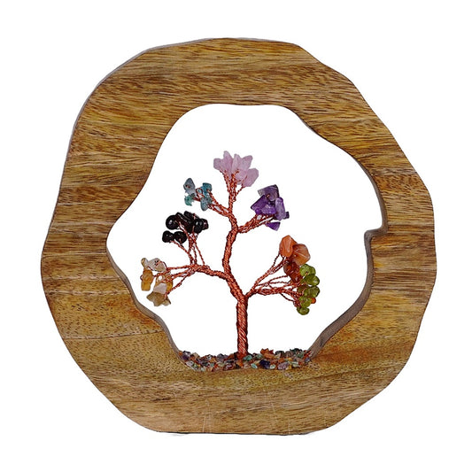 7 Chakra Crystal Tree in Wooden Ring NEW!