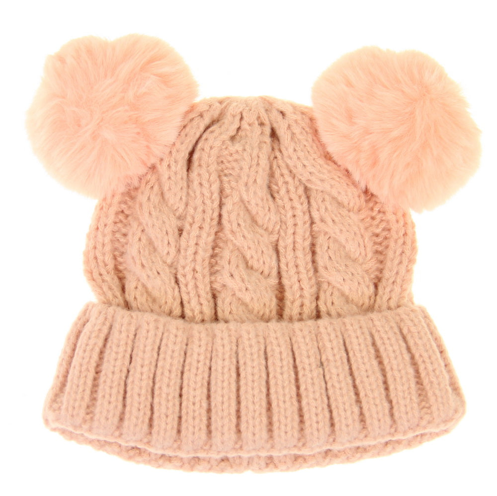 Kids pompom ears knit beanie