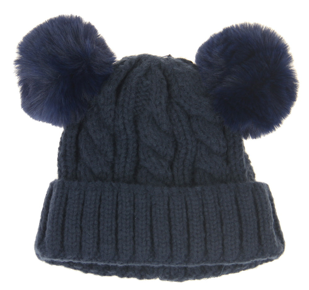 Kids pompom ears knit beanie