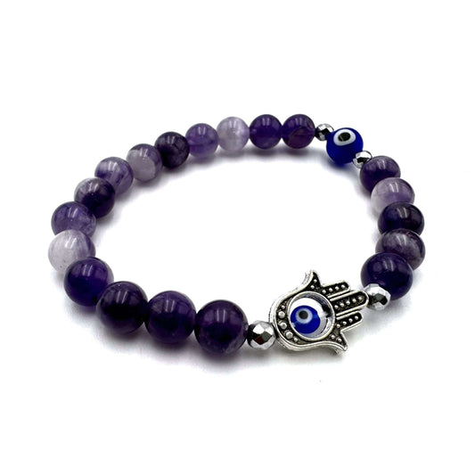 Hamsa Evil Eye Bracelet- Amethyst