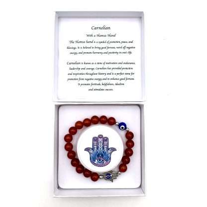 Hamsa Evil Eye Bracelet- Red Agate