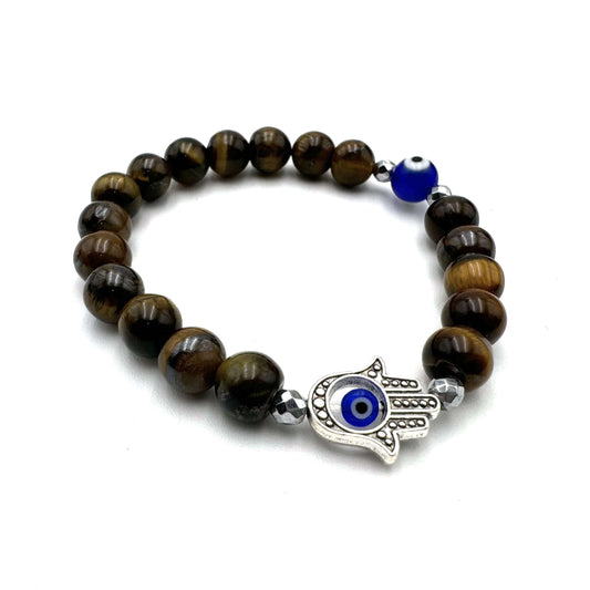 Hamsa Evil Eye Bracelet- Tiger Eye