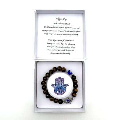 Hamsa Evil Eye Bracelet- Tiger Eye