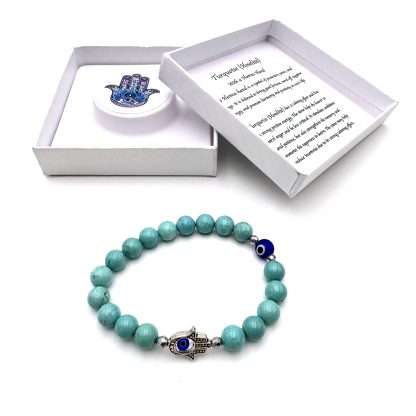 Hamsa Evil Eye Bracelet- Turquoise - Howlite