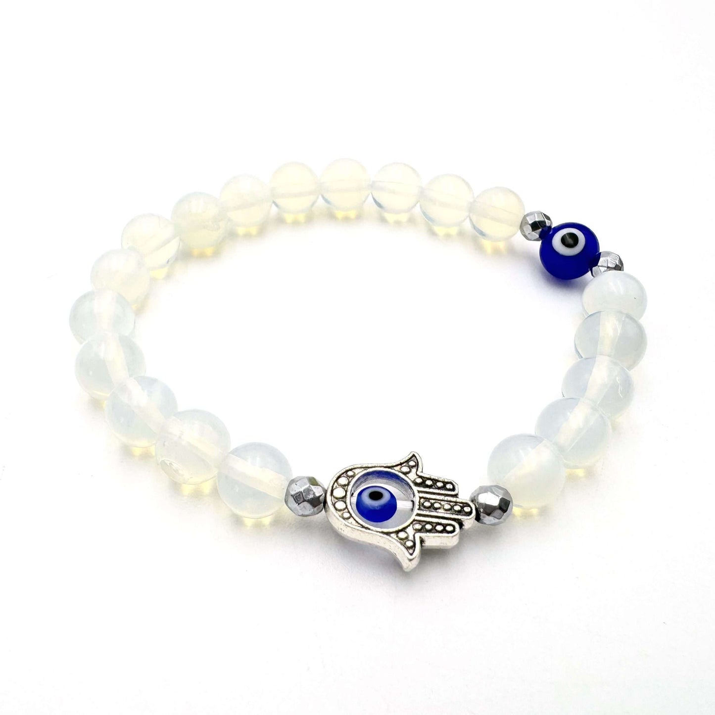 Hamsa Evil Eye Bracelet- Opalite