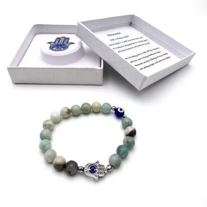 Hamsa Evil Eye Bracelet- Amazonite