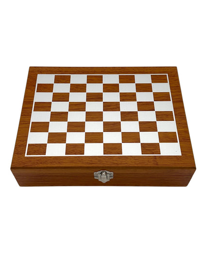 Silver Hip Flask & Chess Set
