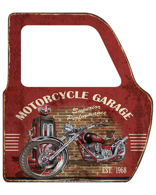 Sign Car Door - Motorcycle Garage. With Mirror