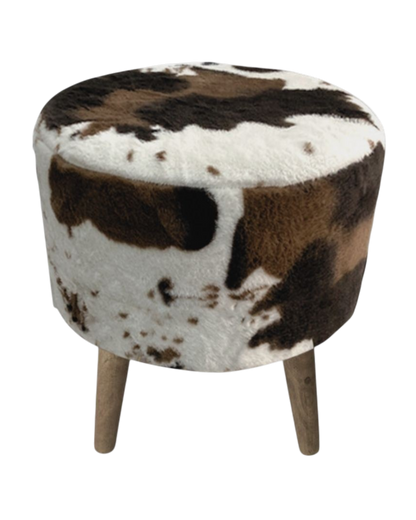 Stool Brown Cow Hide 38cm