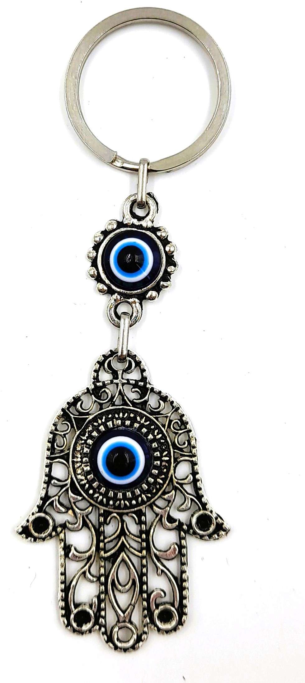 Metallic Hamsa Evil Eye Keyring