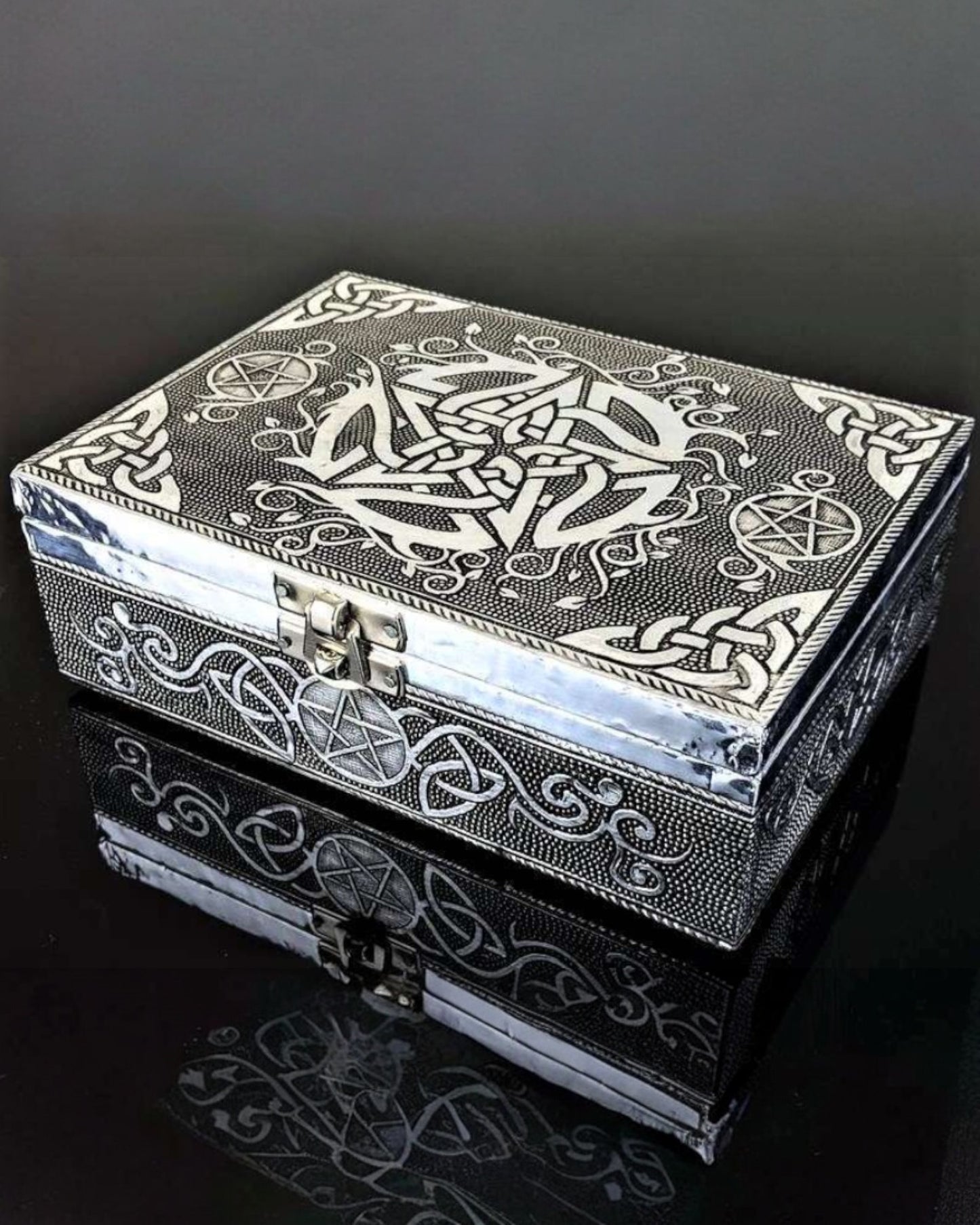 Silver Jewelry Box Celtic Pentagram