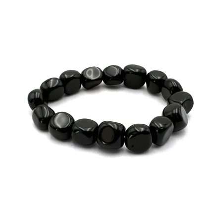 Large Beaded Bracelet Black Obsidian