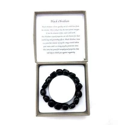 Large Beaded Bracelet Black Obsidian