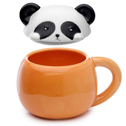 Panda Peeping Lid Ceramic Lidded Animal Mug