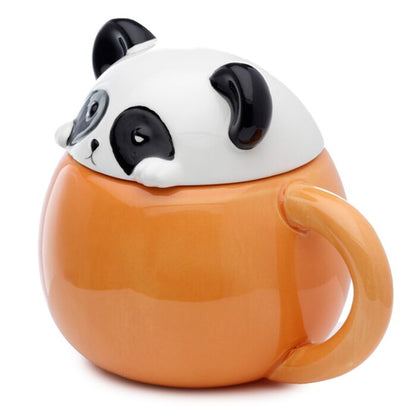 Panda Peeping Lid Ceramic Lidded Animal Mug