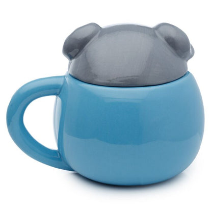 Elephant Peeping Lid Ceramic Lidded Animal Mug