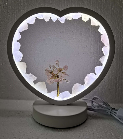 Rose Quartz LED USB Lamp with Gemstone Tree