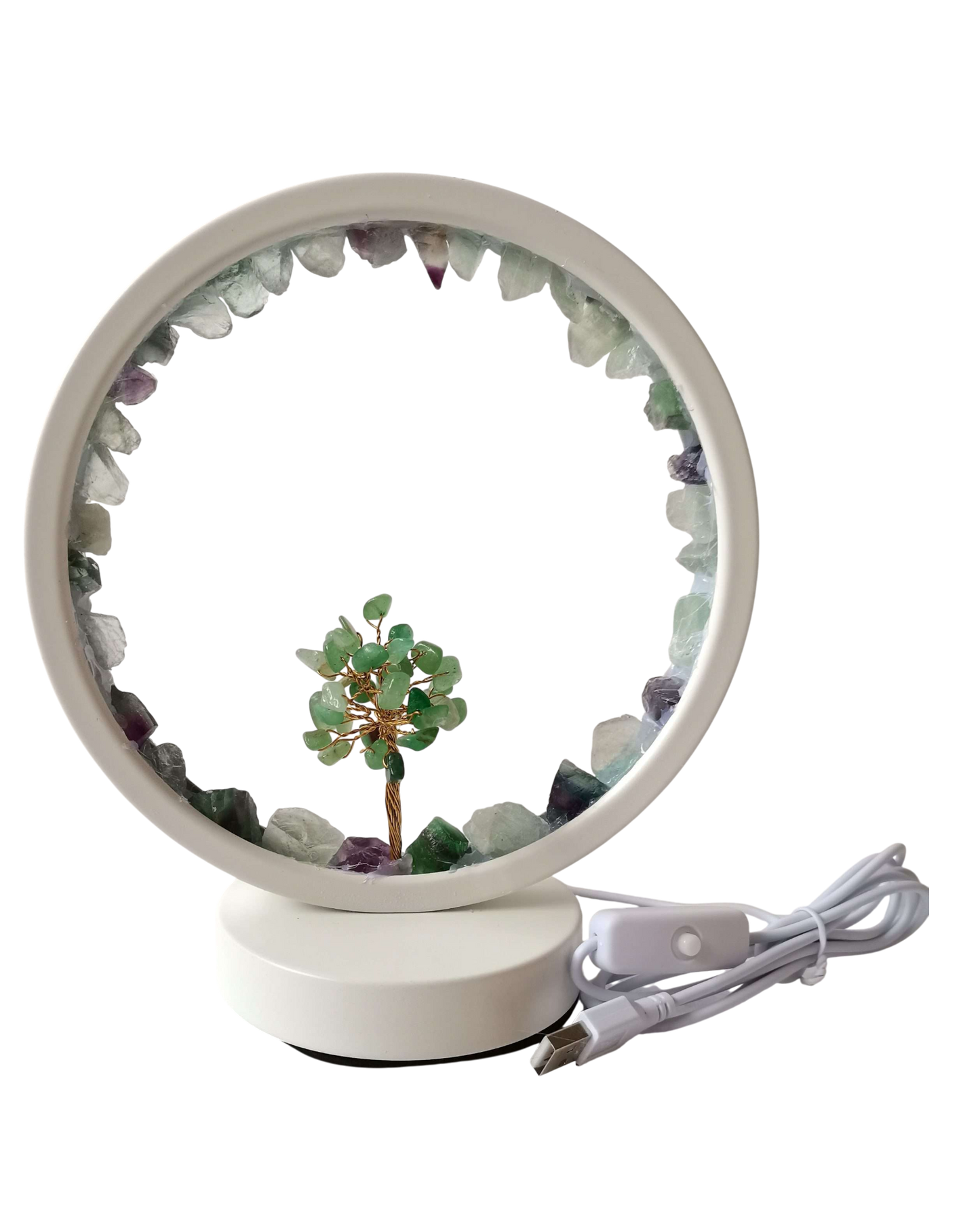 Fluorite LED USB Lamp with Gemstone Tree