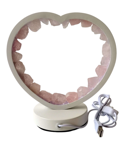Rose Quartz Crystal LED USB Table Lamp