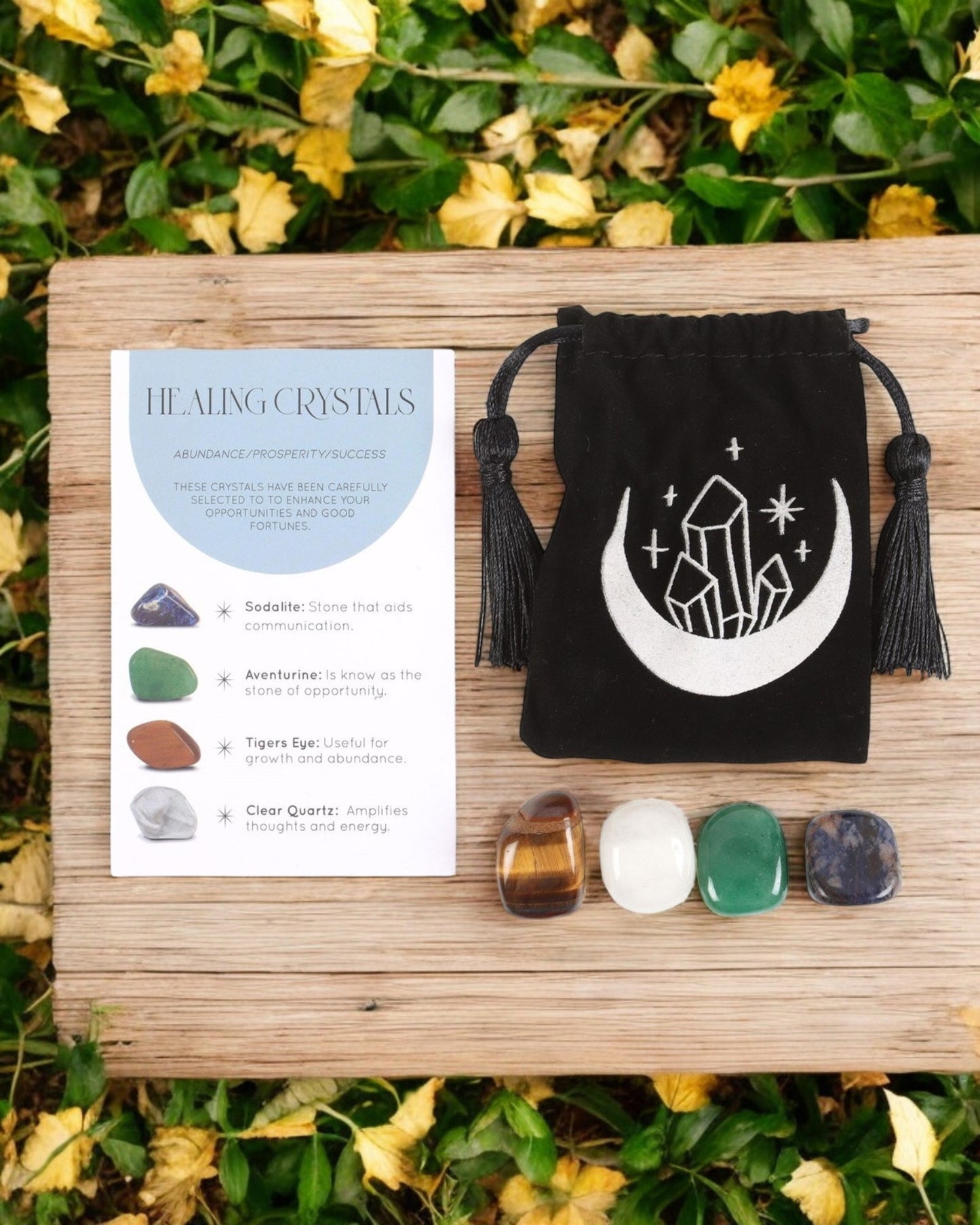 Success Healing Crystal Set with Moon Trinket Dish NEW